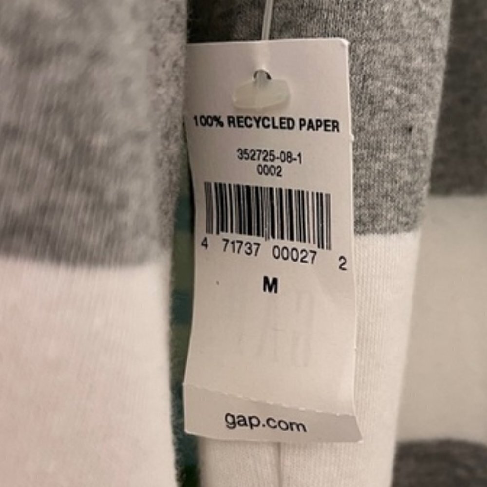 GAP Women The Modern Tee Gray & White Striped Long Sleeve Crewneck Supima Cotton - Picture 5 of 9